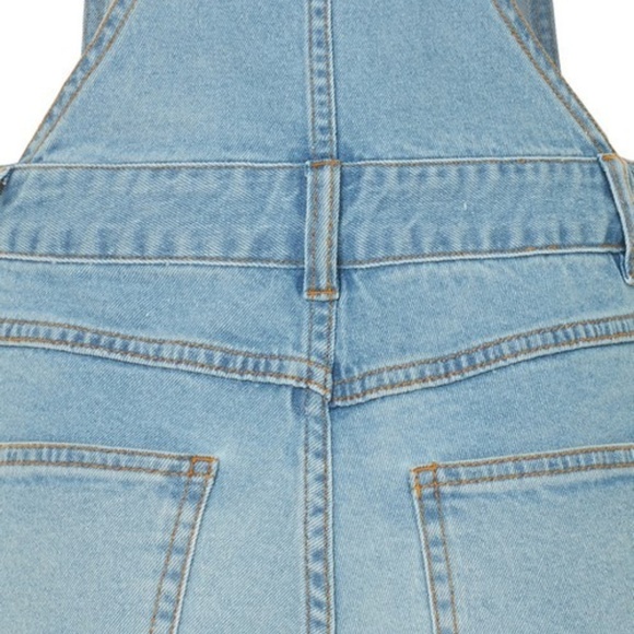 distressed Ripped Frayed hem denim overall shorts - Picture 3 of 8